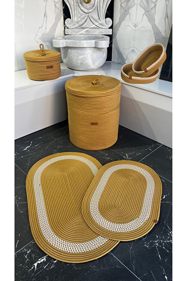 Jute Wicker Bathroom set, 40 x 45 laundry basket, Bath mat, vanity basket, Dirty basket, Bathroom, decor