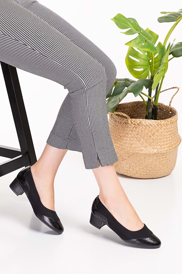 Genuine Leather Low Heel Comfortable Shoes vdt.39 - Black Honeycomb - 37