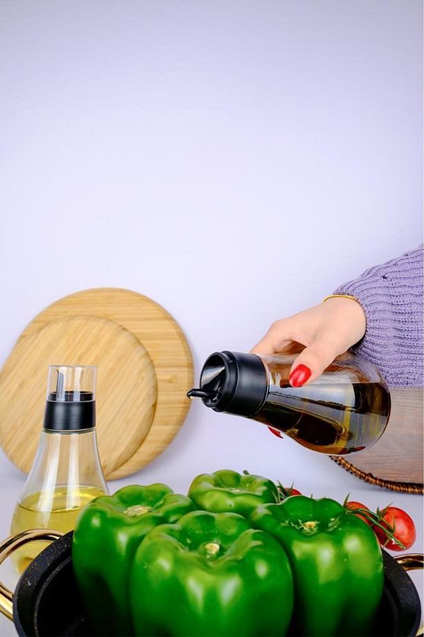 2'li Cam Zeytinyağı Ve Sıvıyağ Şişesi Damlatmaz Yağdanlık Seti 355 ml - 097kx90010 - 4