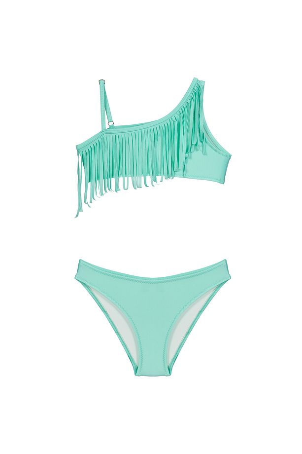 Kız Çocuk Tek Omuz Saçaklı Bikini - 1