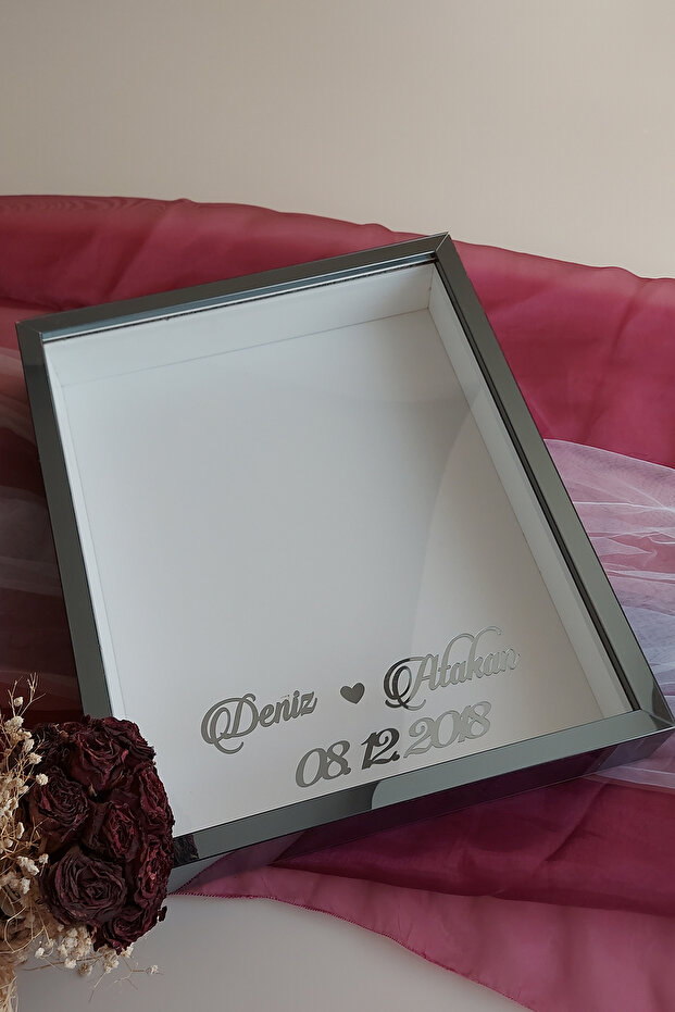 40x50 Cm Smoked Deep Memory Frame Without LEDs - Rose Box Memory Frame, White Background - 1