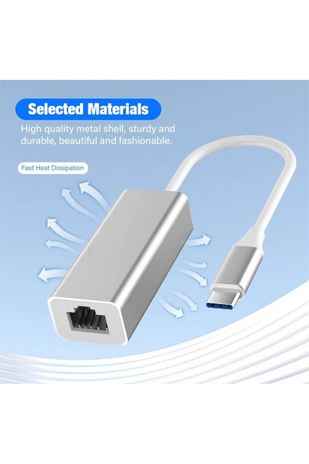 Gigabit Type-C To Ethernet RJ45 Çevirici Kablolu İnternet Dönüştürücü 1000Mbps Macbook Uyumlu ZR117 - 3