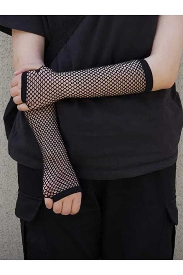 شبكة سميكة مسطحة ذات أكمام قوطية مزدوجة - 1