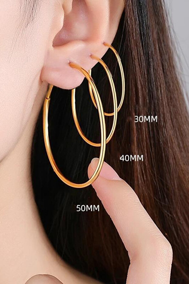 Women's Gold 316l Surgical Steel Large Thin Hoop Earrings