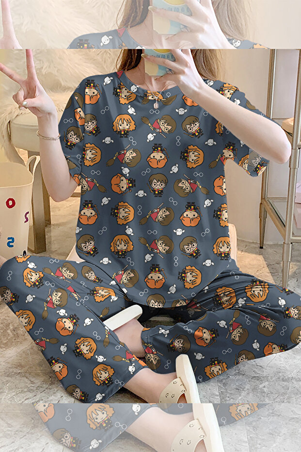 طقم بيجامة بأكمام قصيرة من HarryPotter Supersoft Basic Single Jersey