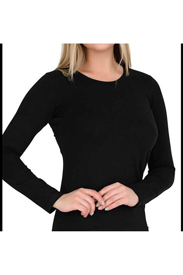 mânecă lungă neagră cu decolteu badi - 2