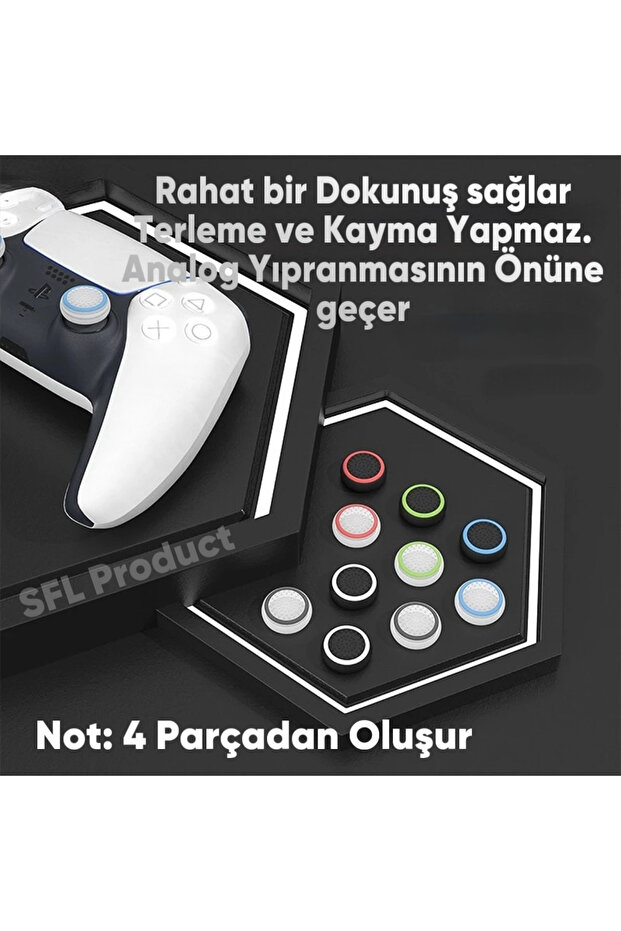 4 lü Paket Desenli Analog Gamepad Analog Koruyucu 4 Adet PS5/PS4/PS3/Xbox One/360-S-X/N-Switch - 3