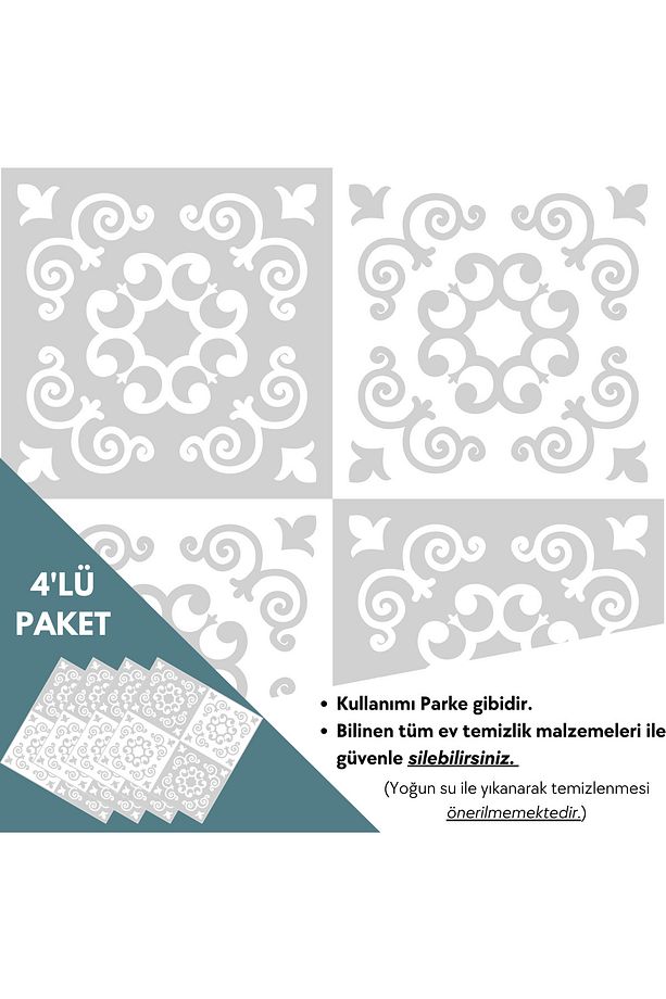 4 Adet 30cm×30cm Kendinden Yapışkanlı LVT Zemin Duvar Kaplama Mutfak Banyo Karo Sticker - 5