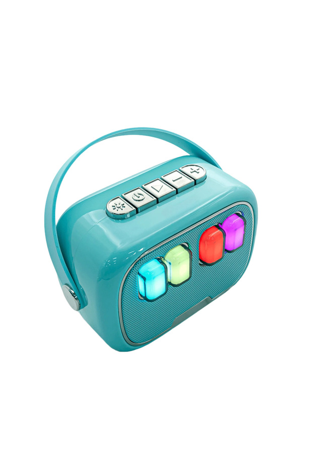 Mikrofonlu Mini Yeni Nesil Mikrofonlu Işıklı Mini Hoparlör Bluetooth Karaoke Kablosuz Hoparlör - 3