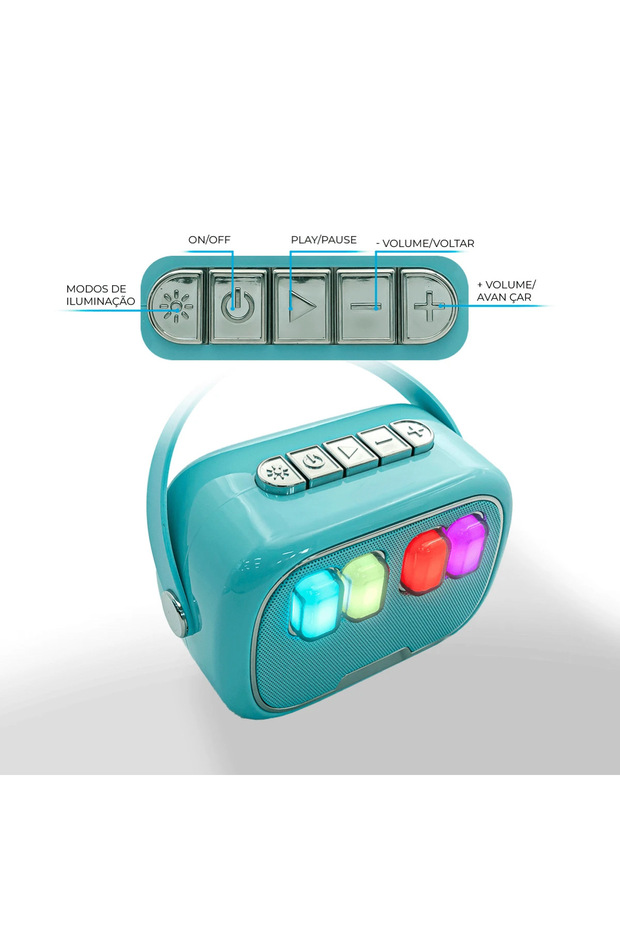 Mikrofonlu Mini Yeni Nesil Mikrofonlu Işıklı Mini Hoparlör Bluetooth Karaoke Kablosuz Hoparlör - 6