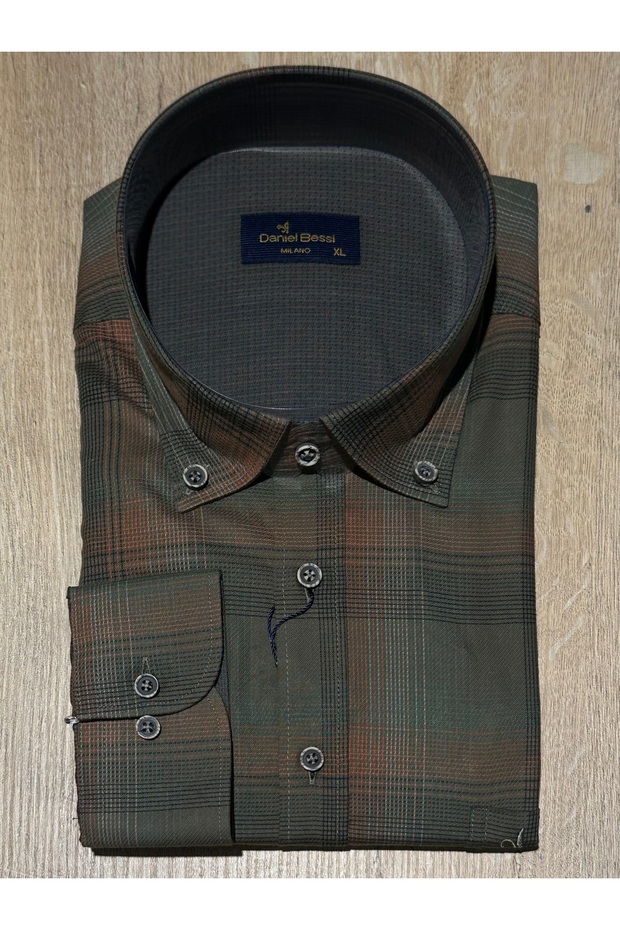 Uzun Kollu Regular Fit Kareli Tek Cepli Klasik Casual Erkek Gömlek - 1