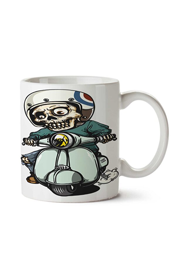 Biker Skeleton Two Sided Printed Mug