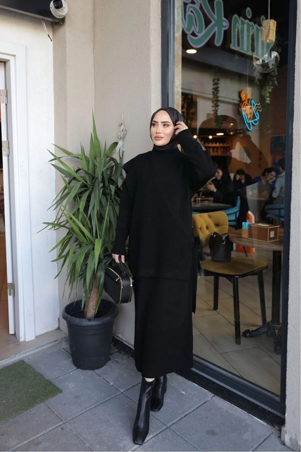 Süveterli Triko Elbise - 2