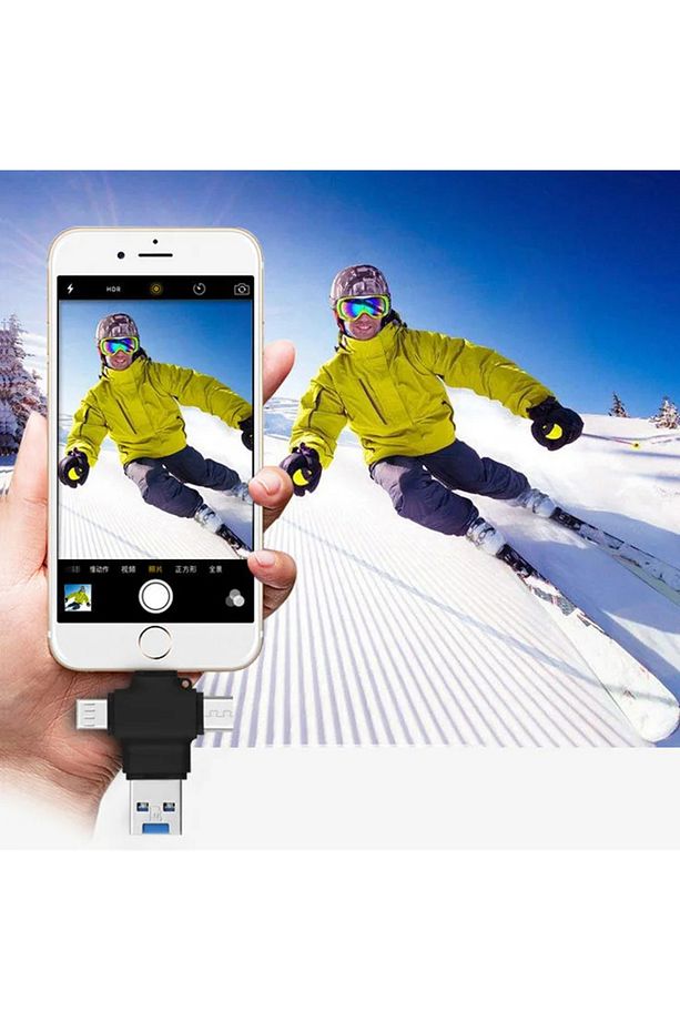4in1 Kart Okuyucu Lightning Micro USb ve Type-C Girişli Fat32 ve exFat Destekli Card Reader SW-T1 - 7
