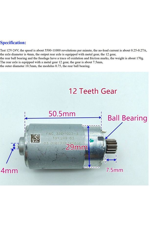 Dc Motor 12 V Yüksek Hızlı Ve Yüksek Torklu Motor, Oem:32zyt023 - 2