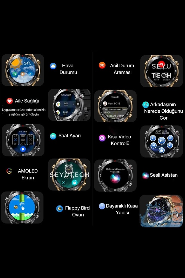 hk 5 hero akıllı saat amoled ekran cift cekırdek ıos ve androıd uyumludur cift kordonlu - 4