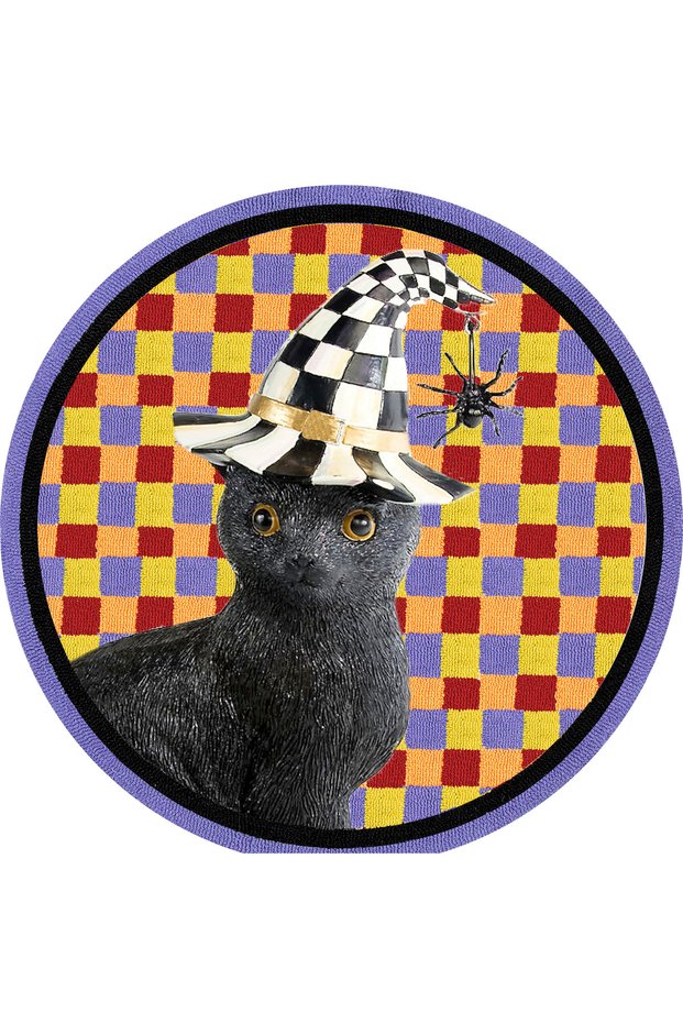 Mira 1173 Cat and Checkers Themed Colorful Woven Base Carpet