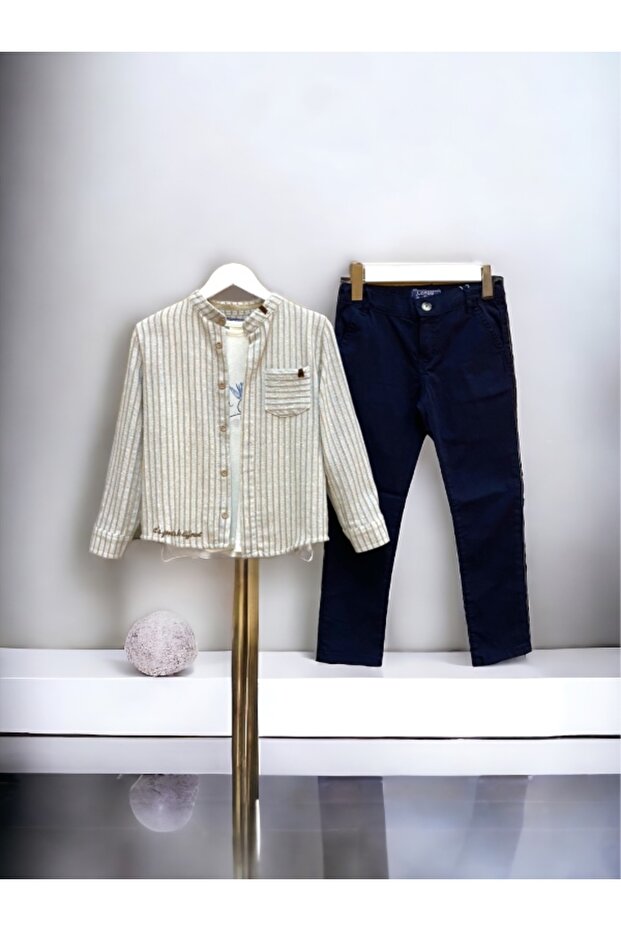 Boy's Judge Collar Shirt with Badi Trousers 3-Piece Set