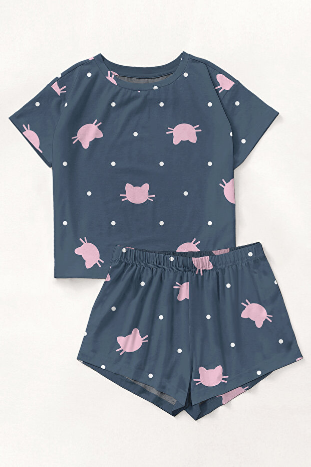 Short Sleeve Shorts Pajama Set CatMeow Supersoft Basic Supreme