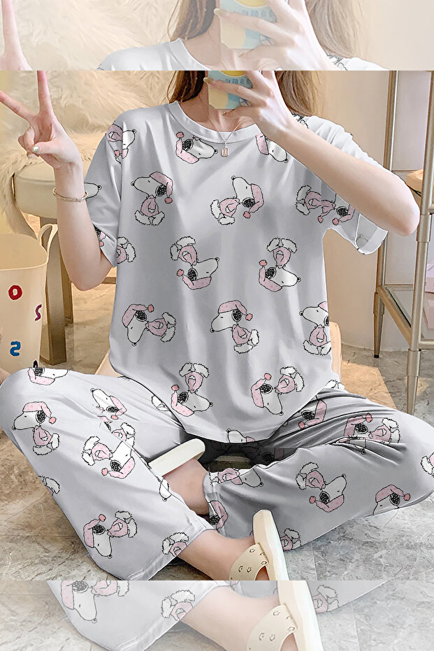 Short Sleeve Pajama Set Snoopy Allday Supersoft Basic Single Jersey