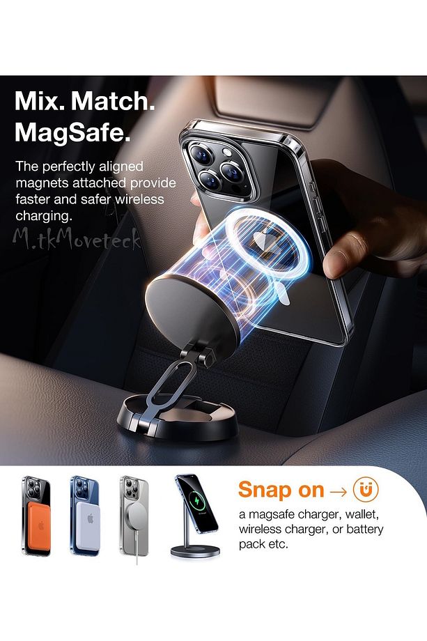 İphone 15 Pro Kılıf Magsafe Wireless Kablosuz Şarj Destekli Sert Silikon Şeffaf Kapak Manyetik - 4
