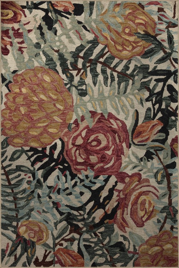 Multi-Colored Leaf and Flower Rose Pattern Creative Modern Decorative Carpet 3013
