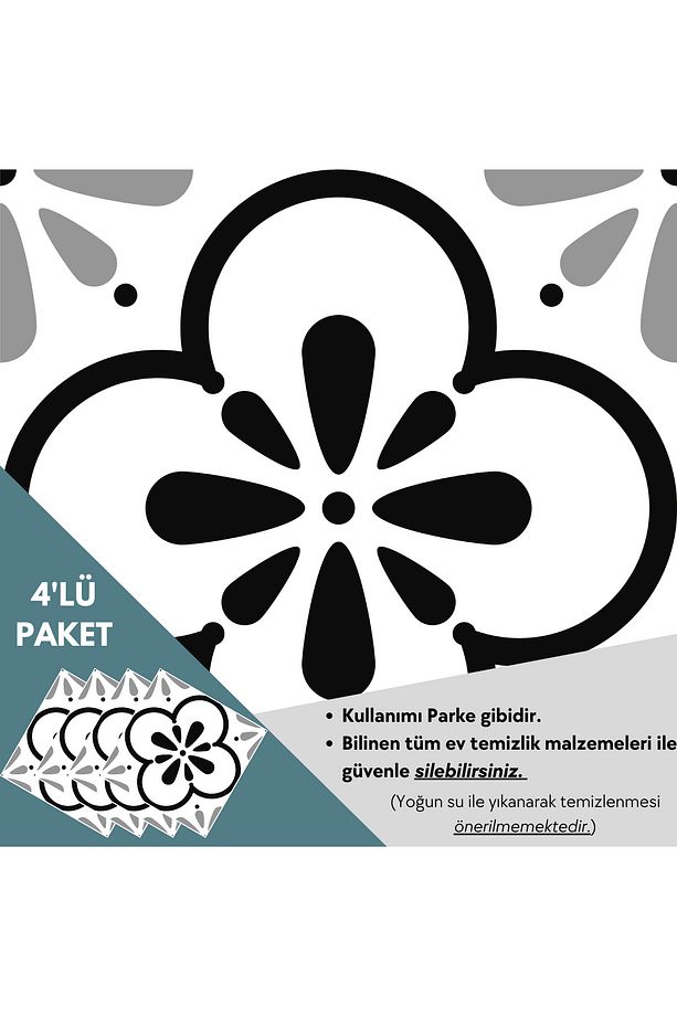 4 Adet 30cm×30cm Kendinden Yapışkanlı LVT Zemin Duvar Kaplama Mutfak Banyo Karo Sticker - 5