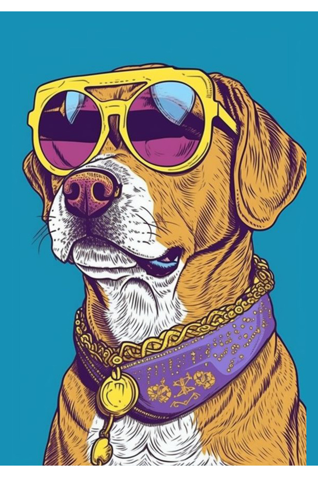 Cool dog with glasses Sticker Car, Motorcycle, Helmet, Laptop, Glass Sticker 13x8 Cm
