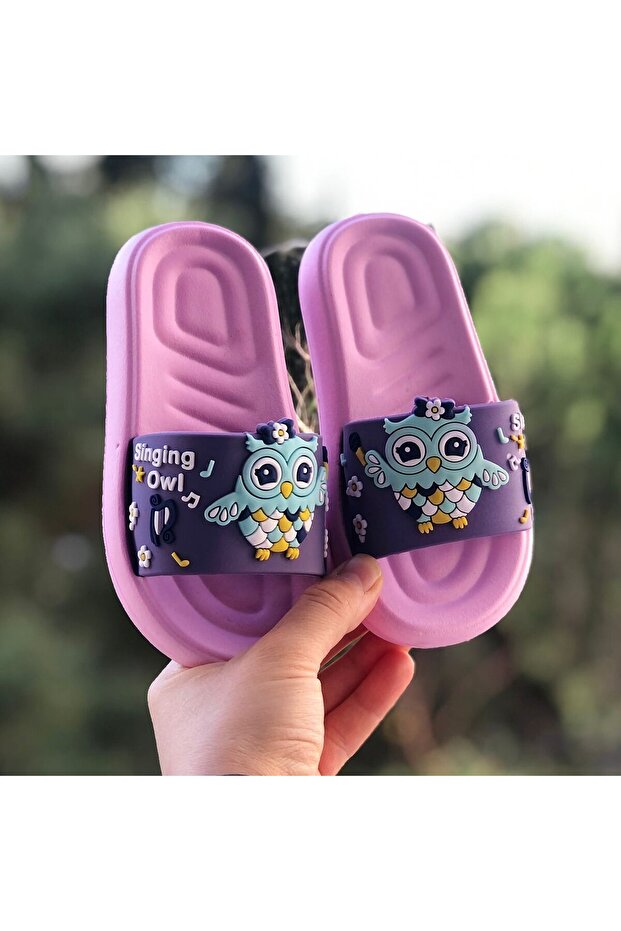 Girl's Pool Beach Slippers Owl Figured Non-Slip Sole Light Slippers