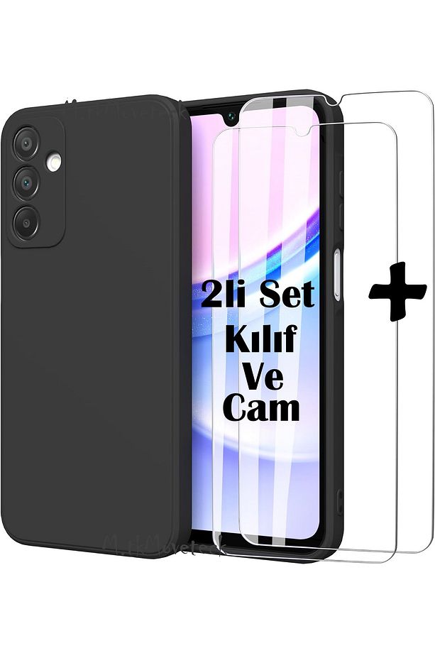 Samsung Galaxy A15 Kamera Korumalı Yumuşak Renkli Silikon + 9H Ekran Koruyucu Cam 2'li Set (Uyumlu) - 1