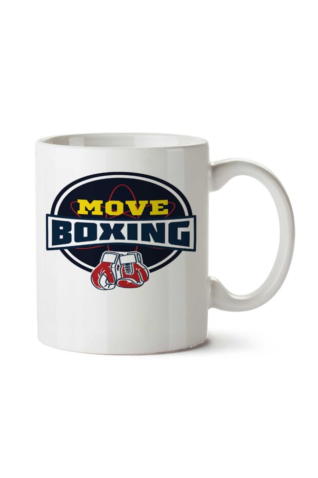 كوب مطبوع عليه شعار Move Boxing Grande Cinza على الجانبين