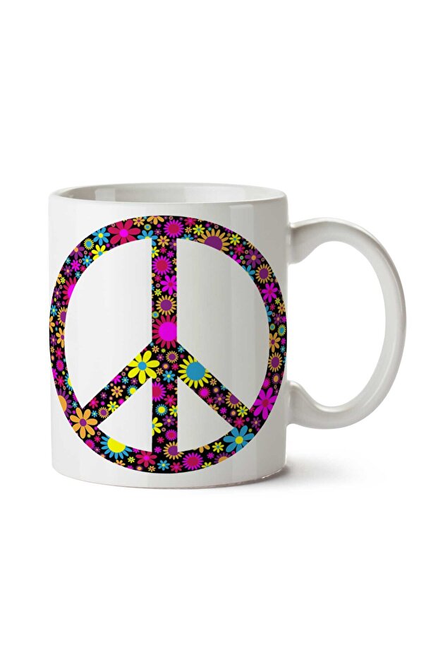 كوب مطبوع عليه زهور السلام على الجانبين من Peace Flover