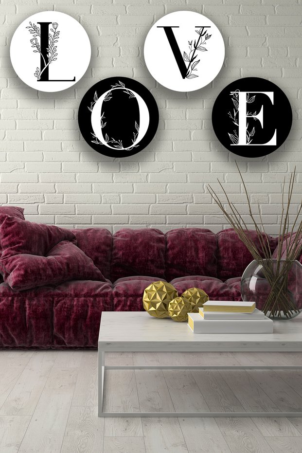 4-Piece Love Dear Wooden Painting Model, Home, Living Room, Bedroom Wall Decoration, Stylish Painting Set
