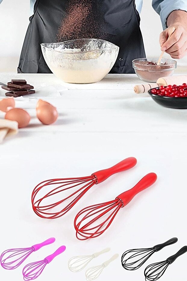 2-Piece Silicone Egg Pudding Sauce Cream Whisk Whisk