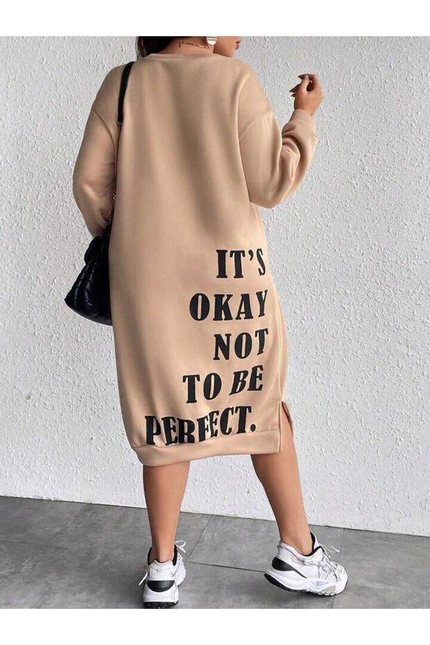 Women's Plus Size Its Okayy Printed Sweatshirt Dress / Tunic