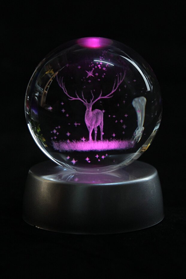 3d Geyikli Işıklı Cam Küre - 2