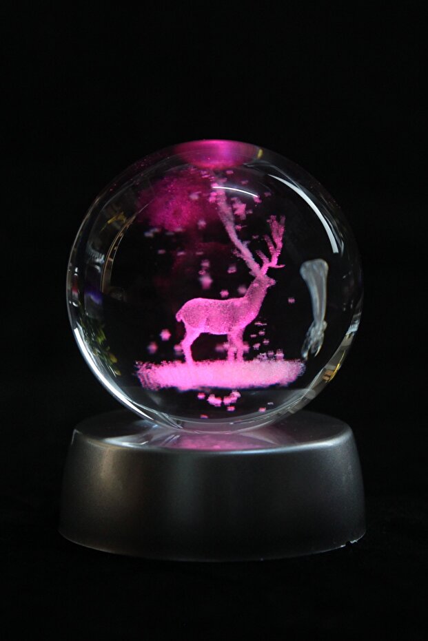 3d Geyikli Işıklı Cam Küre - 1