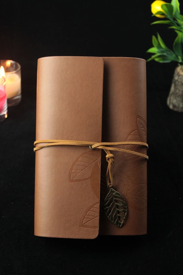 Nostalgic Lined Notebook with Leather Cover - 1