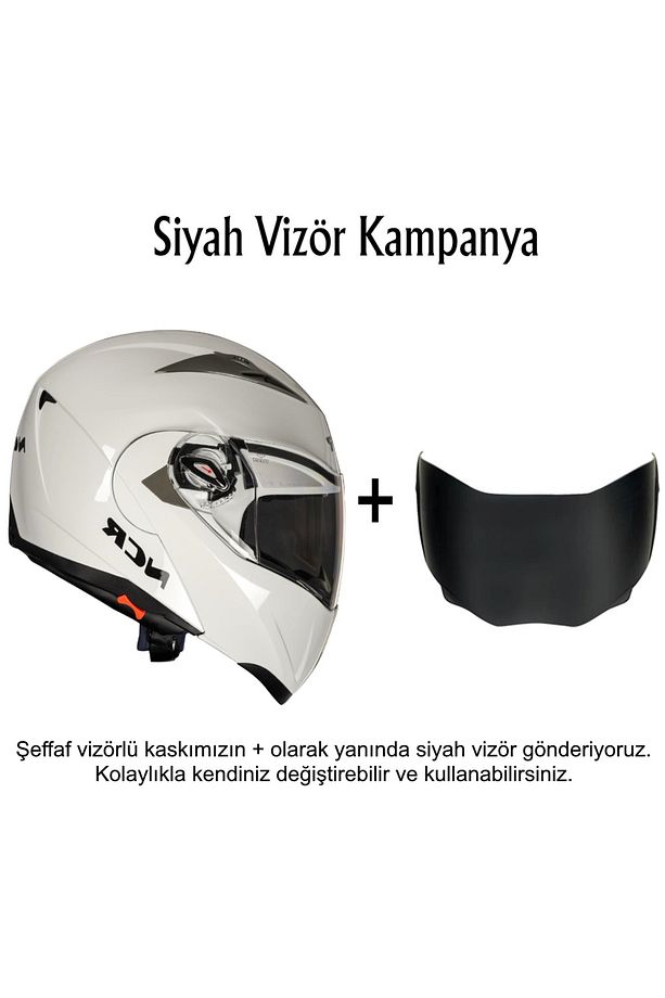 Çene Açılır Kask Ekstra Yedek Siyah Cam - 1