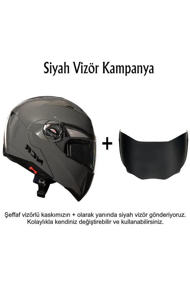 Çene Açılır Kask Ekstra Yedek Siyah Cam - 1