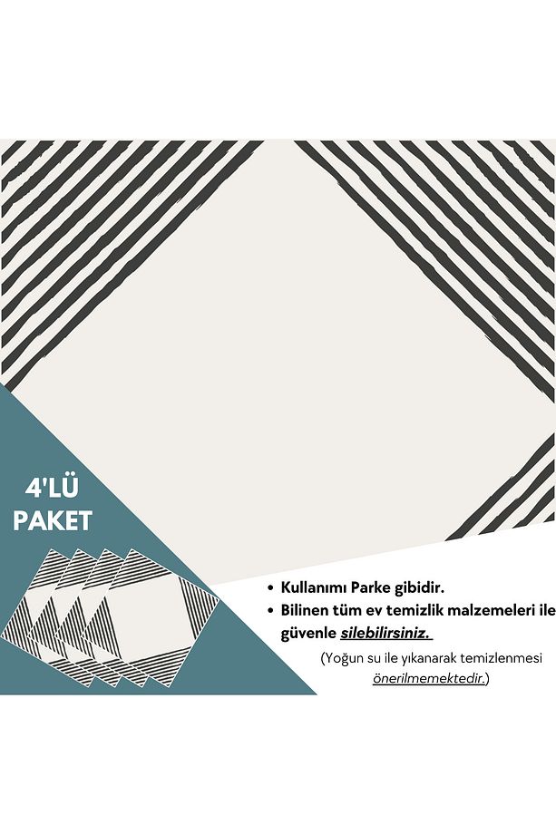 4 Adet 30cm×30cm Kendinden Yapışkanlı LVT Zemin Duvar Kaplama Mutfak Banyo Karo Sticker - 5