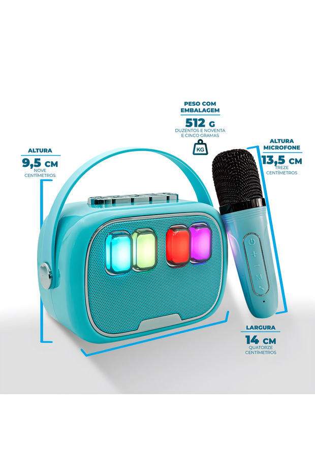 Mikrofonlu Mini Yeni Nesil Mikrofonlu Işıklı Mini Hoparlör Bluetooth Karaoke Kablosuz Hoparlör - 4