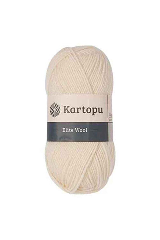 Elite Wool K025 Kırık Beyaz %49 Yün Örgü İpi Kazak & Süveter & Hırka & Yelek Kışlık Örgü İpi - 1