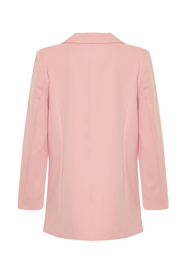 Tkana marynarka typu oversize w kolorze brudnego różu, zapinana na guziki TWOAW22CE0167 - 8