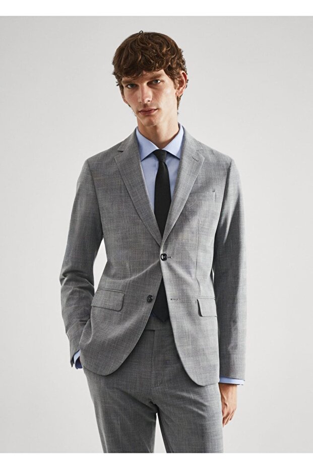 Stretch Fabric Blazer Jacket with Slim Fit Pattern - 1