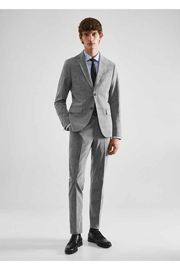 Stretch Fabric Blazer Jacket with Slim Fit Pattern - 2