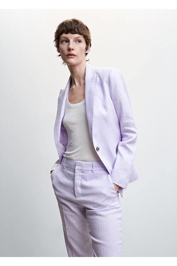 %100 Keten Pantolon - 6