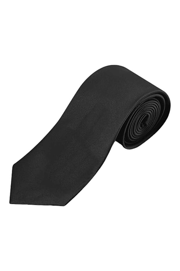 ربطة عنق من الساتان بلون سادة للرجال - 8