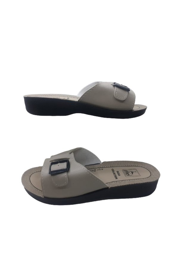 ZİLEY Women's Cream Buckle Ultra Light Daily Walking Slippers