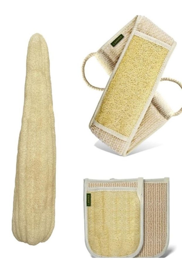 Natural Pumpkin Bath Whole Body Washcloth Double Sided Natural Pumpkin Washcloth with Bath Glove Gift